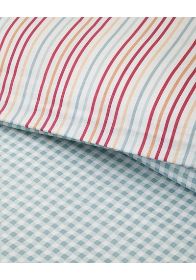 Pastel Gingham Pamuklu Çift Kişilik Nevresim Seti 200x220 Cm Pembe - Turuncu