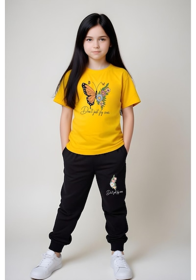 Panios Kids Don't Just Fly Baskılı Kız Çocuk Tişört Ve Eşofman Alt-üst Takım Sarı Panios Kids Don't Just Fly Baskılı Kız Çocuk Tişört Ve Eşofman Alt-üst Takım Sarı