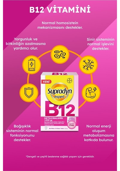 Supradyn Expert Vitamin B12 30 Dilaltı Tablet X 2 Adet