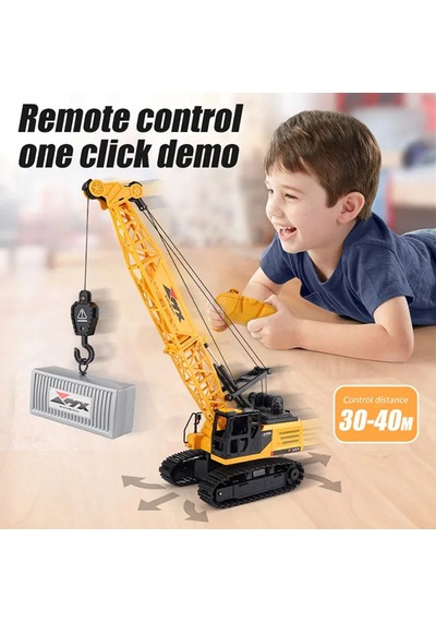 Uzaktan Kumandalı Paletli Kule Vinç 2.4 Ghz 8 Kanal Sesli Ve Işıklı Full Fonksiyon Usb Şarjlı Siyah - Sarı