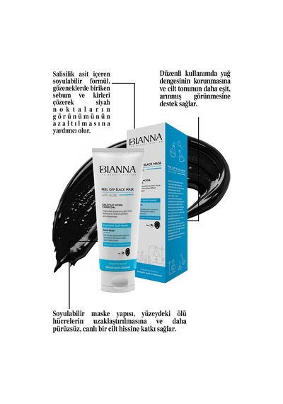 Siyah Maske Karşıtı Salisilik Asit Soyulabilir Maske Siyah Nokta Karşıtı Cilt Eşitleyici-100ml Yüzmask