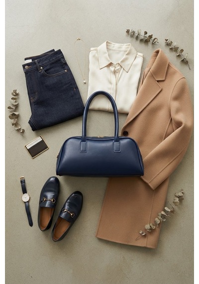 D&s Accessories Kadın Çanta Retro Model Uzun Saplı Baget Şık Sportif Ve Casual El Ve Omuz Çantası Lacivert