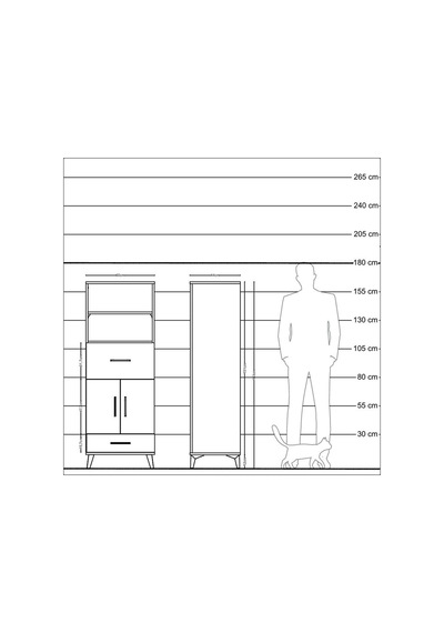 Hyperion Dolap 4 Raflı 2 Çekmeceli 2 Kapaklı 60x44x163 Çam-çam Atlas Çam