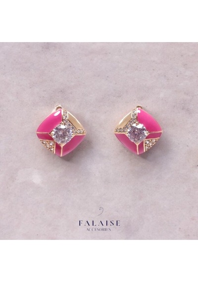 Pembe Düğme Küpe 15mm Pembe