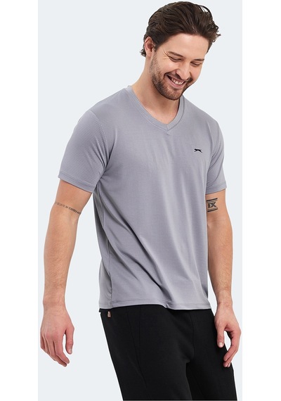 Slazenger KATRIINA Erkek V Yaka Gri Tişört