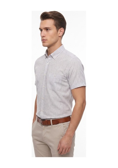 Mösyö Erkek Çift Cepli % 100 Cotton Kısa Kol Gömlek Bgl-st05647 Bej