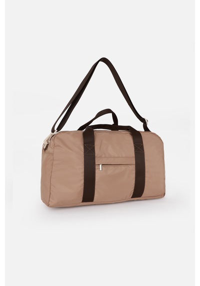 İcone Bag Kadın & Erkek Spor Çantası, Paraşüt Kumaş Önü Cepli Unisex Spor Fitness Gym Çantası Bej