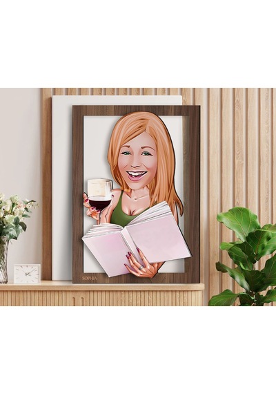 Bk Gift Kişiye Özel Kadın Karikatürlü 3d Ahşap Tablo-100, Arkadaşa Hediye, Karikatürlü Tablo Kobitmeyen138370 Bk Gift