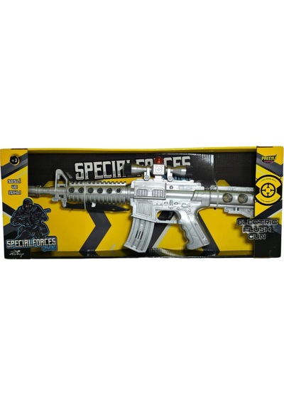 Sesli Renkli Işıklı Pille Çalışan Oyuncak Tüfek M16 Oyuncak Silah Özel Kuvvet Tüfeği 50 Cm