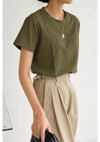 Cool Tarz Kadın Basic Ön Çizgi Detaylı Bisiklet Yaka Tişört Rahat Kalıp Günlük T-shirt Haki Haki Cool Tarz Kadın Basic Ön Çizgi Detaylı Bisiklet Yaka Tişört Rahat Kalıp Günlük T-shirt Haki Haki