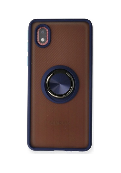 Newface - 419 - Samsung Galaxy Uyumlu A01 Core Kılıf Montreal Yüzüklü Silikon Kapak - Aconcept - - Lacivert