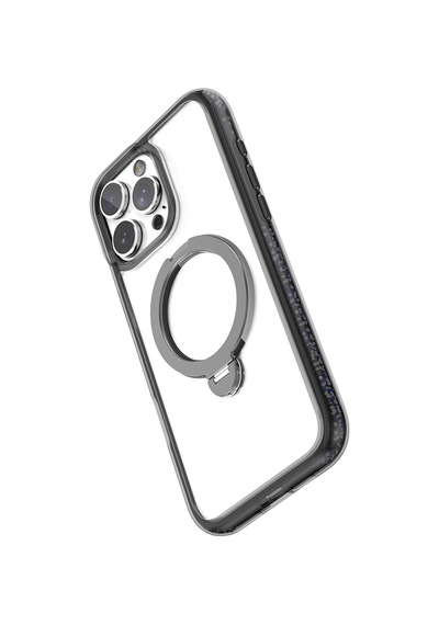 Apple Uyumlu iPhone 16 Pro Max Kılıf Magsafe Standlı Kapak Raptic Airjoy Serisi Boncuk Tasarımlı Siyah gri