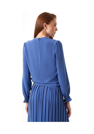 Mizalle Yan Bağlı Krep İndigo Bluz İndigo