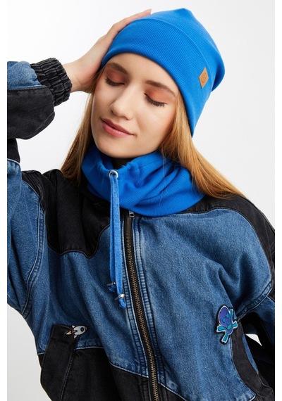 Butikgiz Kadın Balıkçı Style Pamuklu Kaşkorse Terletmez Ultra Hafif Yumuşak Bere Boyunluk Takım İ Ndigo