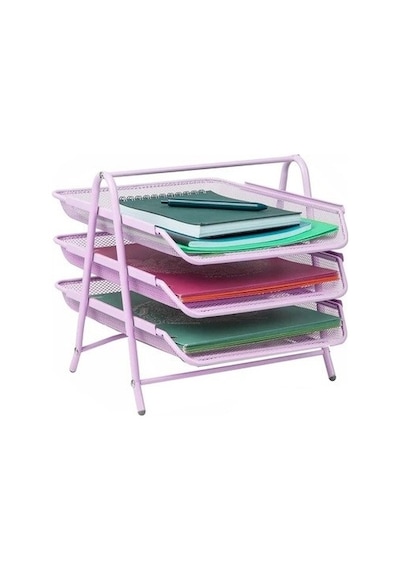 Evrak Rafı Düzenleyici 3 Katmanlı Pastel Lila
