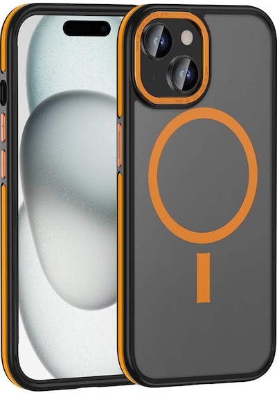 Apple Uyumlu iPhone 15 Kılıf M-safe Şarj Özellikli Mat Görünümlü Zore Ant Kapak Turuncu