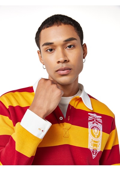 Gsstore X Midground Erkek Polo Sweatshirt E251207 Sarı - Kırmızı