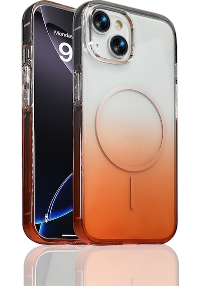 Apple Uyumlu iPhone 13 Kılıf M-safe Şarj Özellikli Zore Septik Silikon Kapak Turuncu