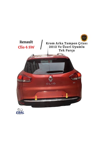 Renault Clio 4 Sw Krom Arka Tampon Çıtası 2012 Ve Üzeri P.çelik