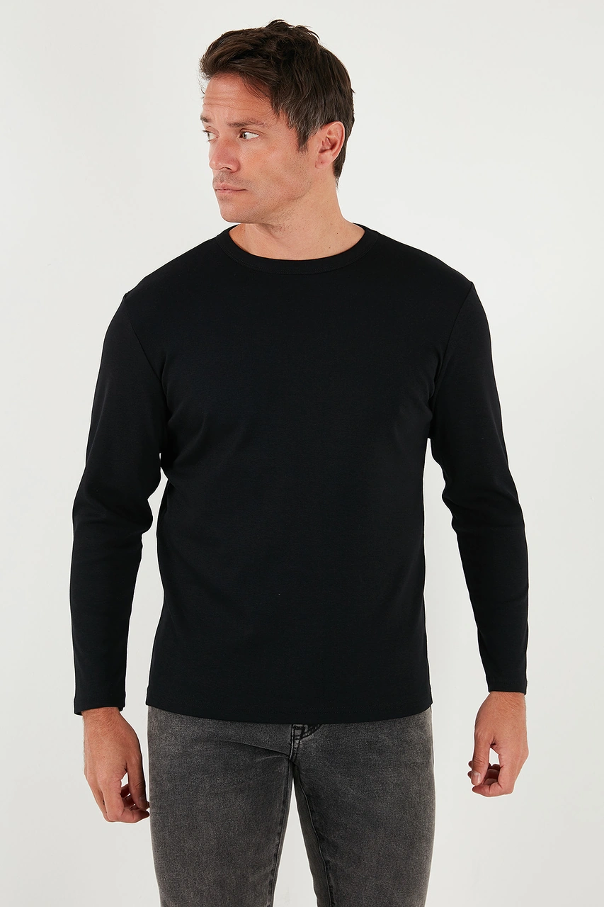 Buratti Pamuklu Slim Fit Bisiklet Yaka Basic Erkek Sweat 59050741 Siyah