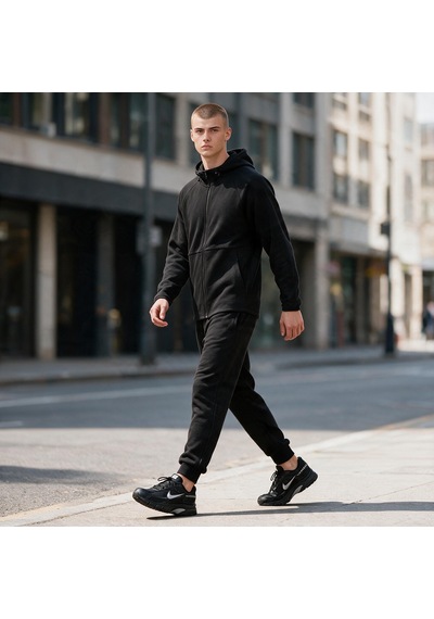 Sportive Atren Zip Erkek Siyah Günlük Stil Sweatshirt 26ke0001-syh