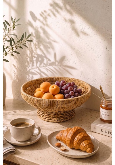 Hasır Ayaklı Rattan Meyvelik 28 Cm