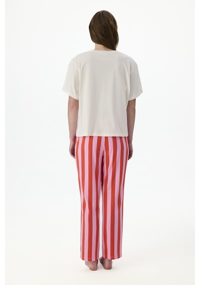 Penti Lazy Stripes Pantolon Pijama Takımı Mercan Rengı