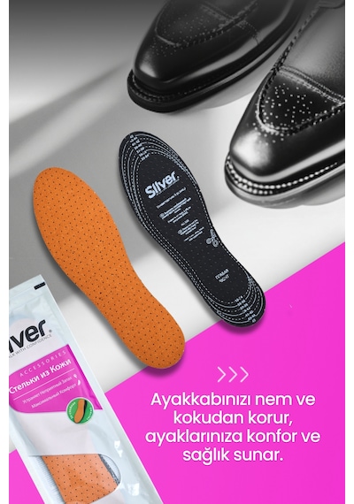 Silver Deri Koku Yapmaz Kesilebilir Ayakkabı Tabanlığı Gözenekli Tabanlık 35-45