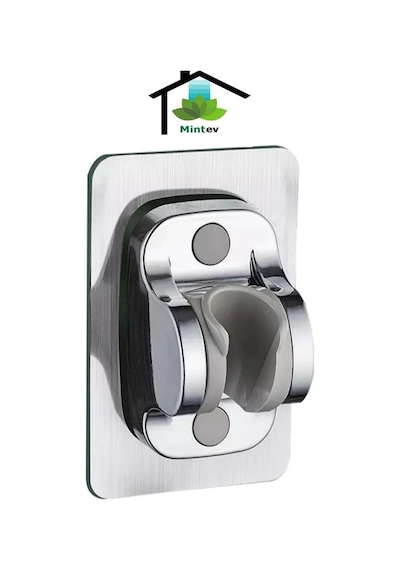 Mintev Krom Nano Kendinden Yapışkanlı Banyo Duş Başlığı Askısı 15 Kg Taşıma Kapasiteli Mafsal Tutacak Krom