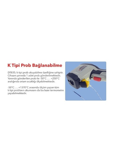 Cem Dt836 Dairesel Lazer Işıklı Termometre 1000 C