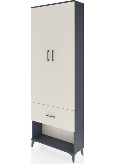 Arges Dolap Tek Raflı Tek Çekmeceli Tek Askılı 88x30x243 Antrasit-aytaşı Antrasit