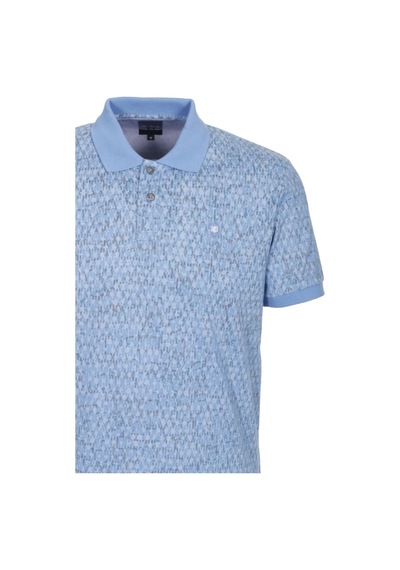 Erkek Polo Yaka Tişört Mavi Slim Fit Ribanalı Kol Pamuklu Baskılı T-shirt Ncs Jeans 1253-mavi Mavi