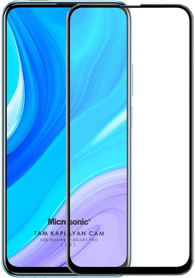Microsonic Huawei Y9S Tam Kaplayan Cam Ekran Koruyucu Siyah