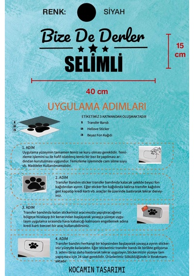 Kars Selim Özel Araç Çıkartma Kars Bize De Derler Selimli40x15 Cm Araç Stickerı 40 CM - Siyah
