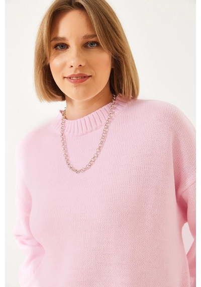 Shade Kadın Oversize Basic Triko Kazak 20247601 - Pembe