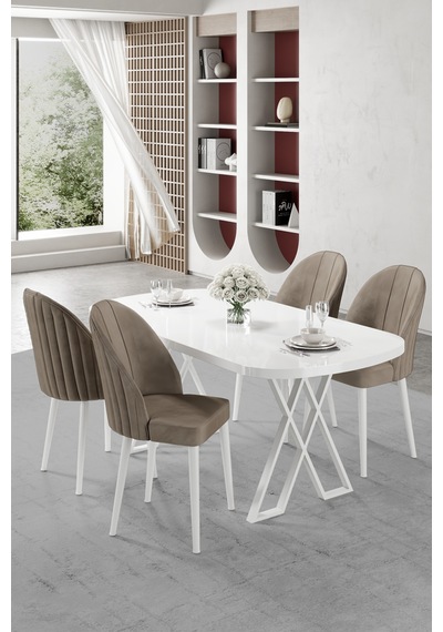 Canisa Kaye Serisi Mdf 90x168 Beyaz Mutfak Masası Takımı 4 Cappucino Sandalye Beyaz Masa Capucino Sandalye Canisa Kaye Serisi Mdf 90x168 Beyaz Mutfak Masası Takımı 4 Cappucino Sandalye Beyaz Masa Capucino Sandalye