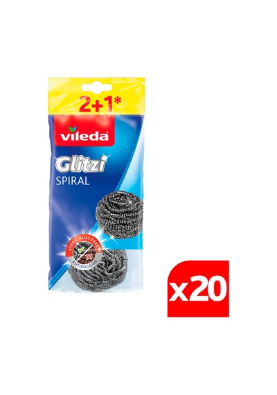 Vileda Glitzi Inox Çelik 3'lü Bulasik Teli 20'li Paket