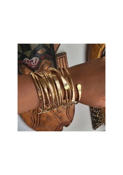 Armora Model Gold Altın Renk Lak Kaplama Yassı Spiral Modern Kelepçe Bileklik