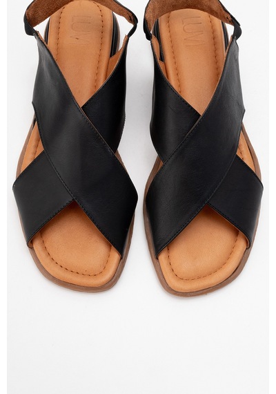 Luvishoes 706 Hakıkı Derı Sıyah Cılt Kadın Sandalet Siyah