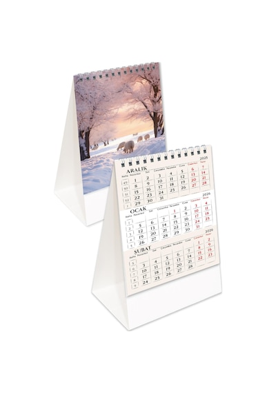 2026 Mevsimler Piramit Masa Takvimi Dikey Masaüstü Takvim 12x19,5 Cm