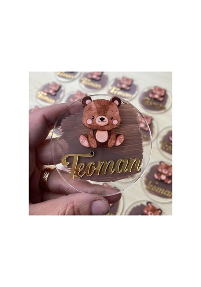 Kahverengi Ayıcıklı Pleksi Bebek Hediyelik Magnet 15 Adet