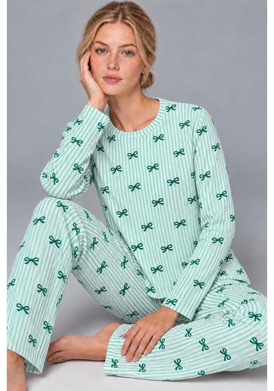 Kadın Comfort Esnek Yeşil Pijama Takımı 4801