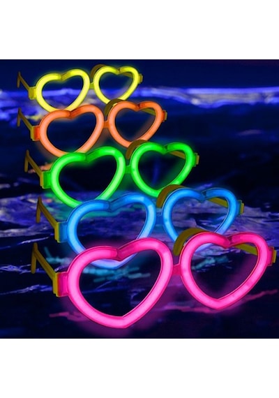 Glow Kalpli Fosforlu Gözlük 6 Lı Renkli Set Neon Parti - Zmff-874122