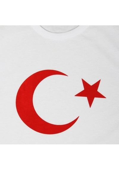 Masho Kids Beyaz Unisex Baskılı Ay Yıldız Tshirt + Balon + Bayrak Beyaz