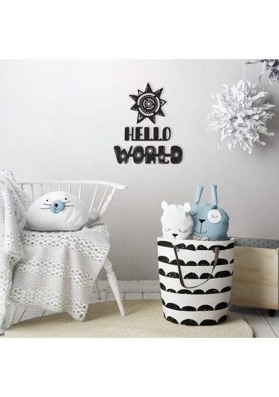 Hdrlazerdizayn Ahşap Güneş Ve 'Hello World' Duvar Yazısı Seti