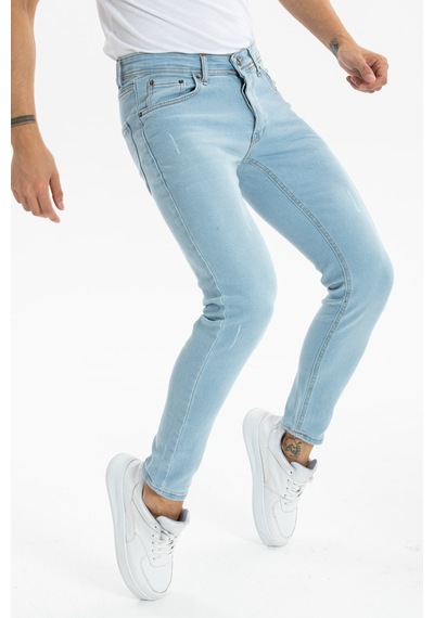 Erkek Açık Mavi Skinny Fit Pantolon Açık Mavi