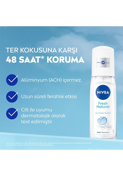 Kadın Pump Sprey Deodorant Fresh Natural 48 Saat Koruma 75 Ml