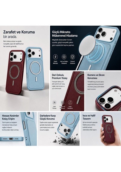 Bikapak Magpower Apple iPhone Uyumlu 18/17 Siyah Kapak