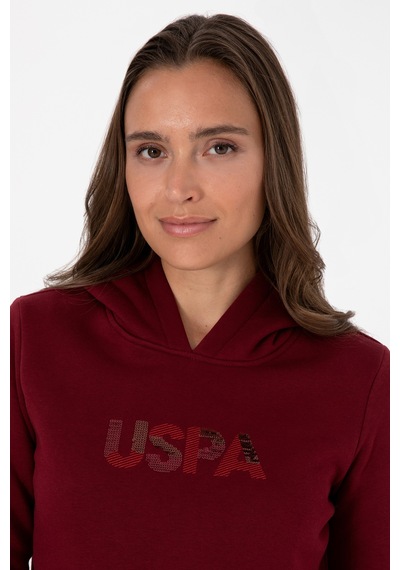U.S. Polo Assn. Kadın Bordo Kapüşonlu Basic Sweatshirt 50307711-VR014