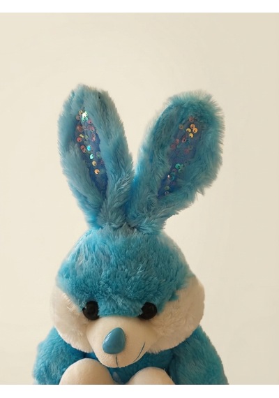 Peluş Pullu Tavşan-50 Cm Mavi